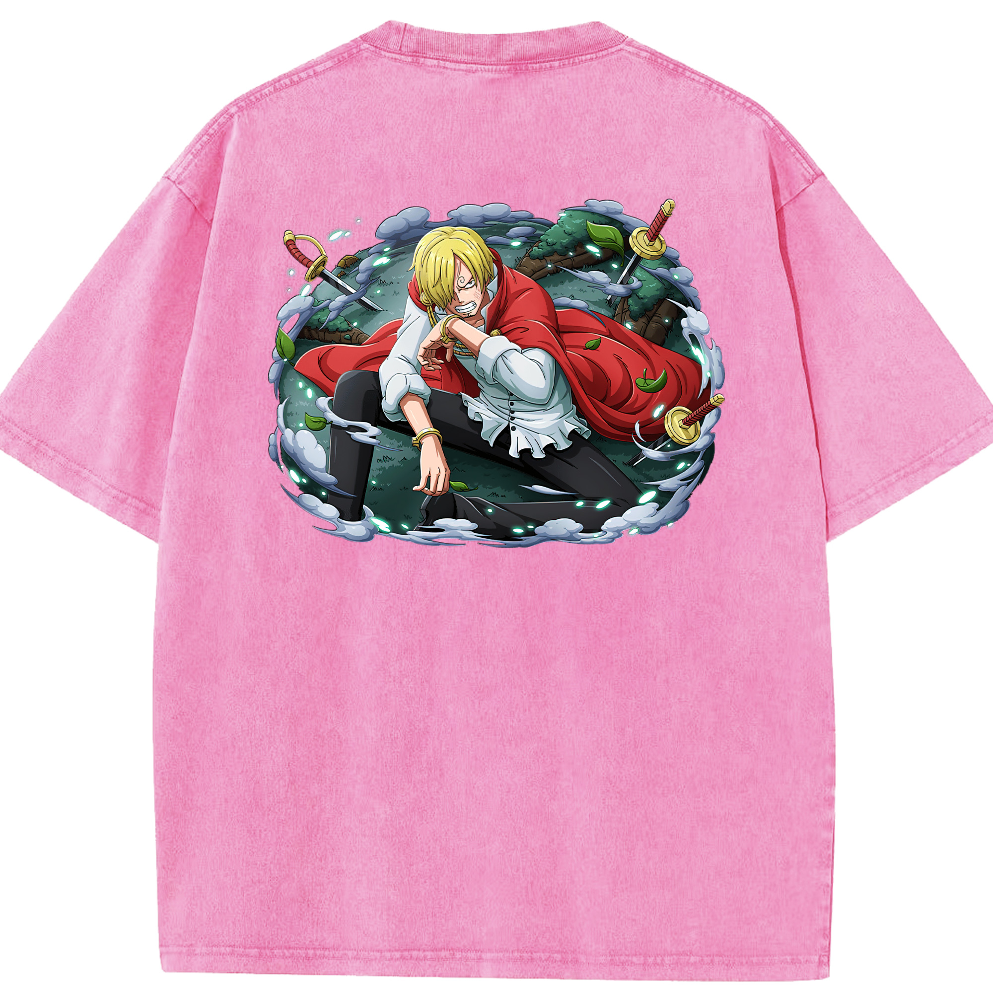 ワンピース サンジ ONE PIECE Sanji 綿100% ヴィンテージ風 半袖Tシャツ（背面プリント）